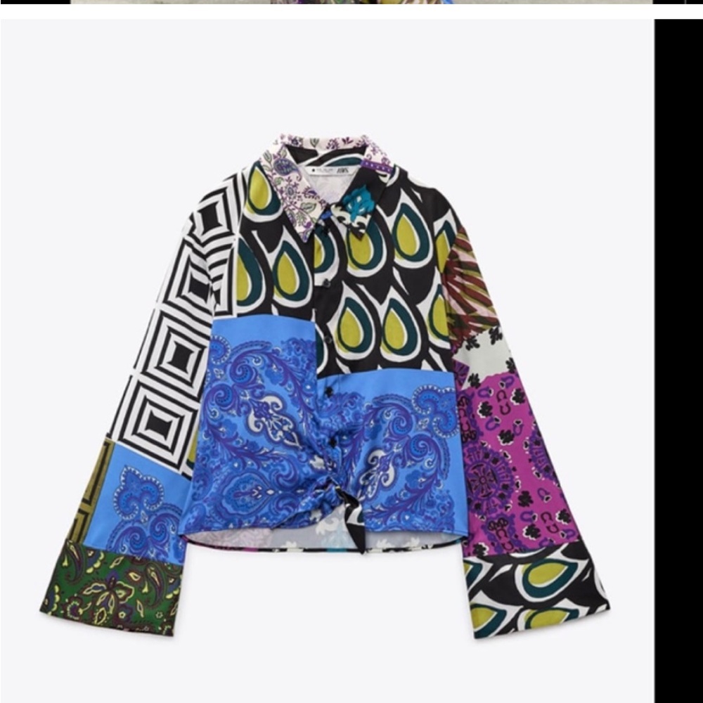 Zara Patchwork Printed Pant and Top Set - Picture 4 of 5